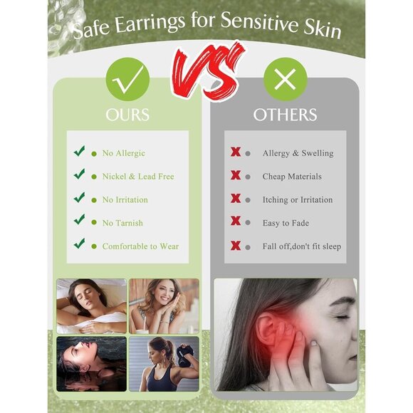 Women’s Stainless Steel Hoop Earrings Set 8 Pairs Gold Silver 10-20MM - Picture 6 of 8